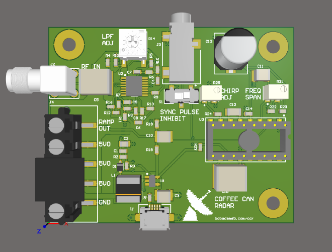 Altium render of radar PCB