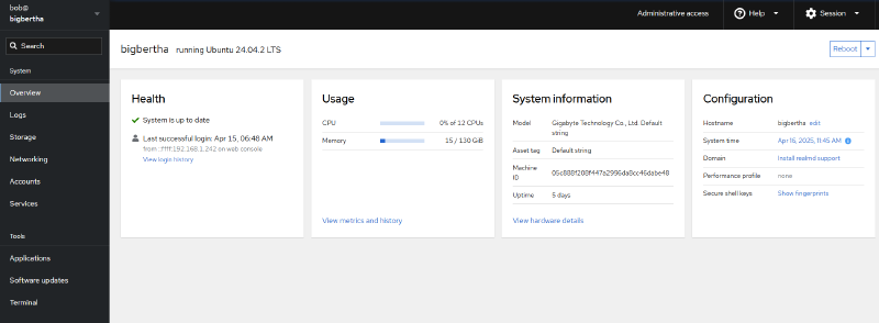 Server dashboard